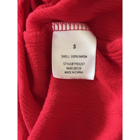 Mi Ami Gauzy Red Boho Top Red With Black Embroidered Balloon Sleeve Size Small - Picture 6 of 8